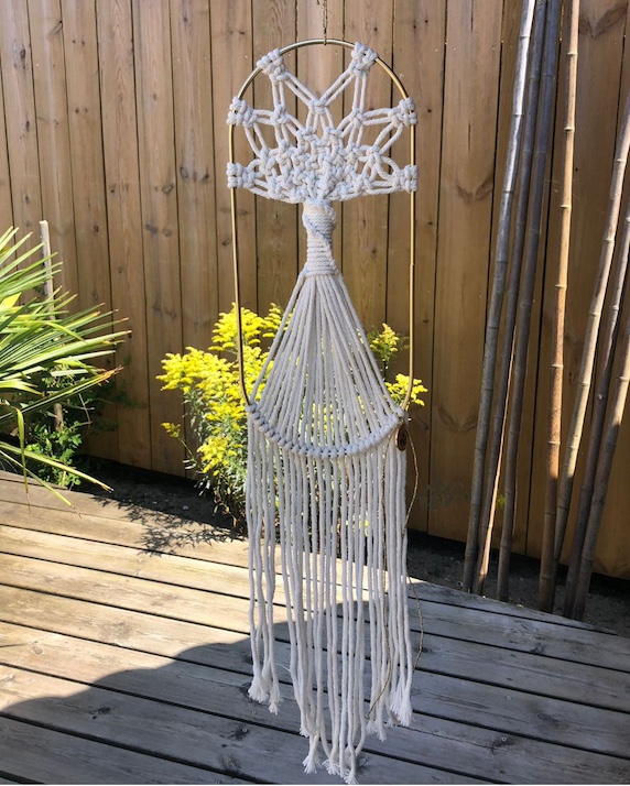 arbre de vie ovale macramé blanc