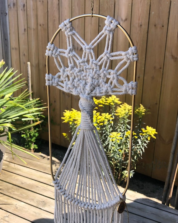 arbre de vie ovale macramé blanc