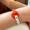 bracelet macramé et ivoire végétal orange et blanc