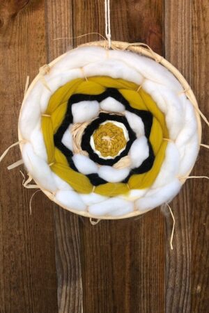 tissage circulaire mandala petit format jaune