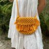 Mini sac macramé jaune