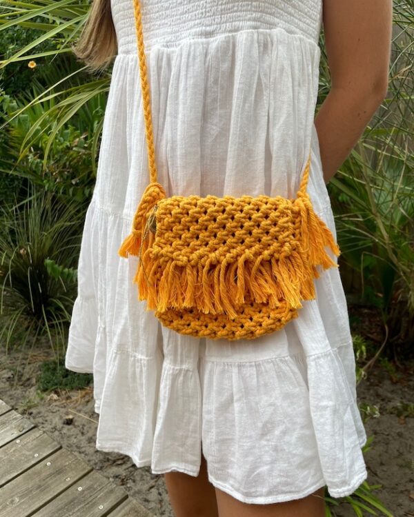 Mini sac macramé jaune