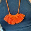 collier en macramé ajustable orange