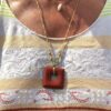 collier macramé et jaspe rouge carrée