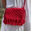 Mini sac macramé rouge