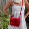 Mini sac macramé rouge