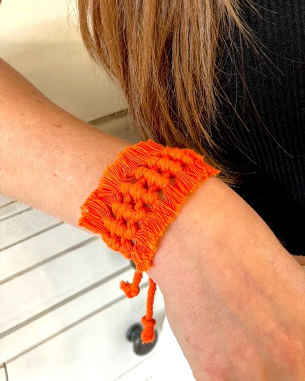 bracelet macramé ajustable orange