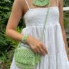 Mini sac macramé vert clair