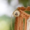 Lune macramé tricolore beige, marron , blanc