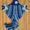 tableau poisson macramé tricolore bleu et blanc