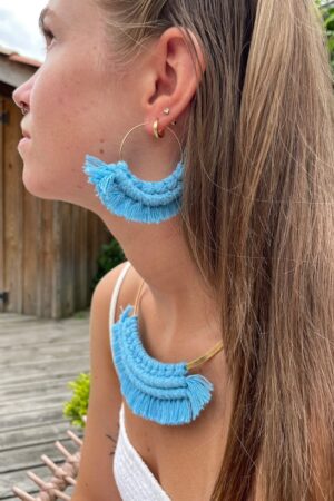 boucles d'oreilles macramé et acier inoxydable