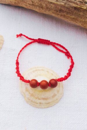 Bracelet rouge chakra racine avec 3 perles en jaspe rouge