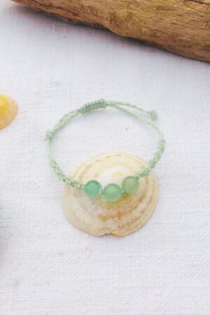 Bracelet chakra coeur avec 3 perles aventurine verte