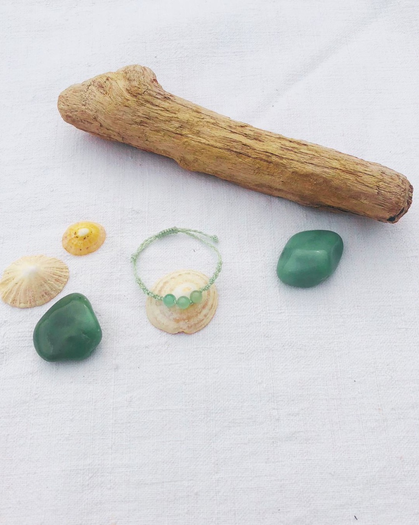 Bracelet chakra coeur avec 3 perles aventurine verte Bracelet chakra coeur avec 3 perles aventurine verte